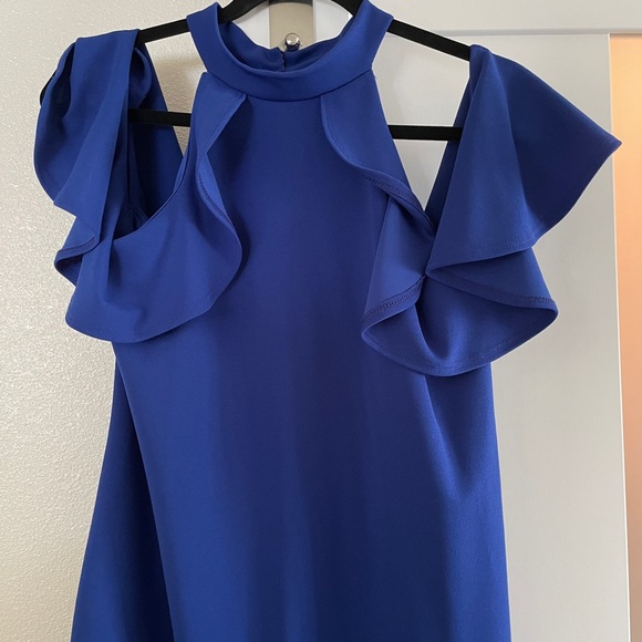 Blue cold shoulder dress - Picture 6 of 7